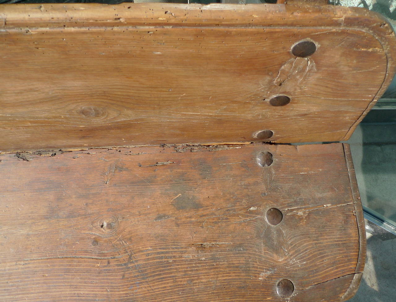 19th Century French xix wood bench.