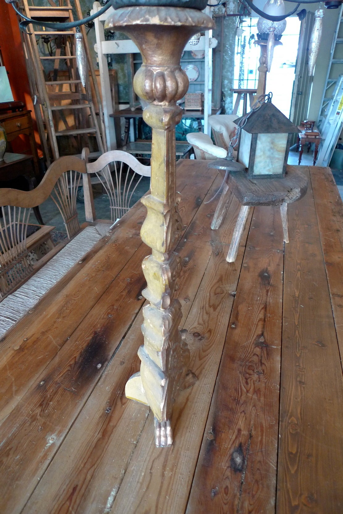 Wood Pair of Italian 19th Century Church Lamps