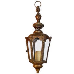 Antique French 19th Century Bronze and Glass Street Lantern