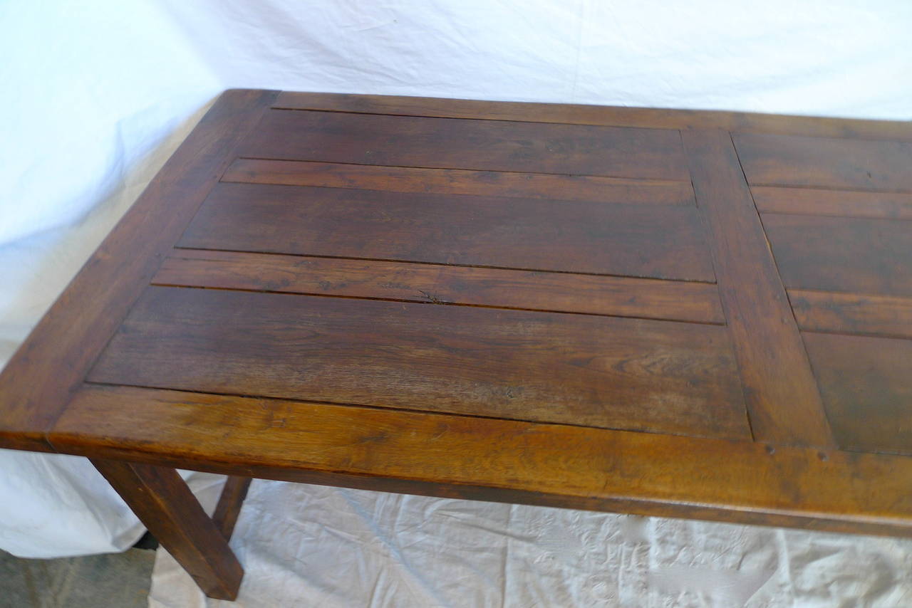 Late 19th Century French xix walnut country farm table with 2 end drawers