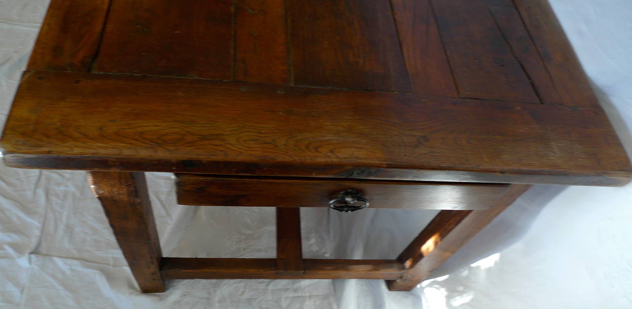 French xix walnut country farm table with 2 end drawers 3