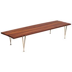 Hugh Acton Suspended Beam Bench with Brass Legs