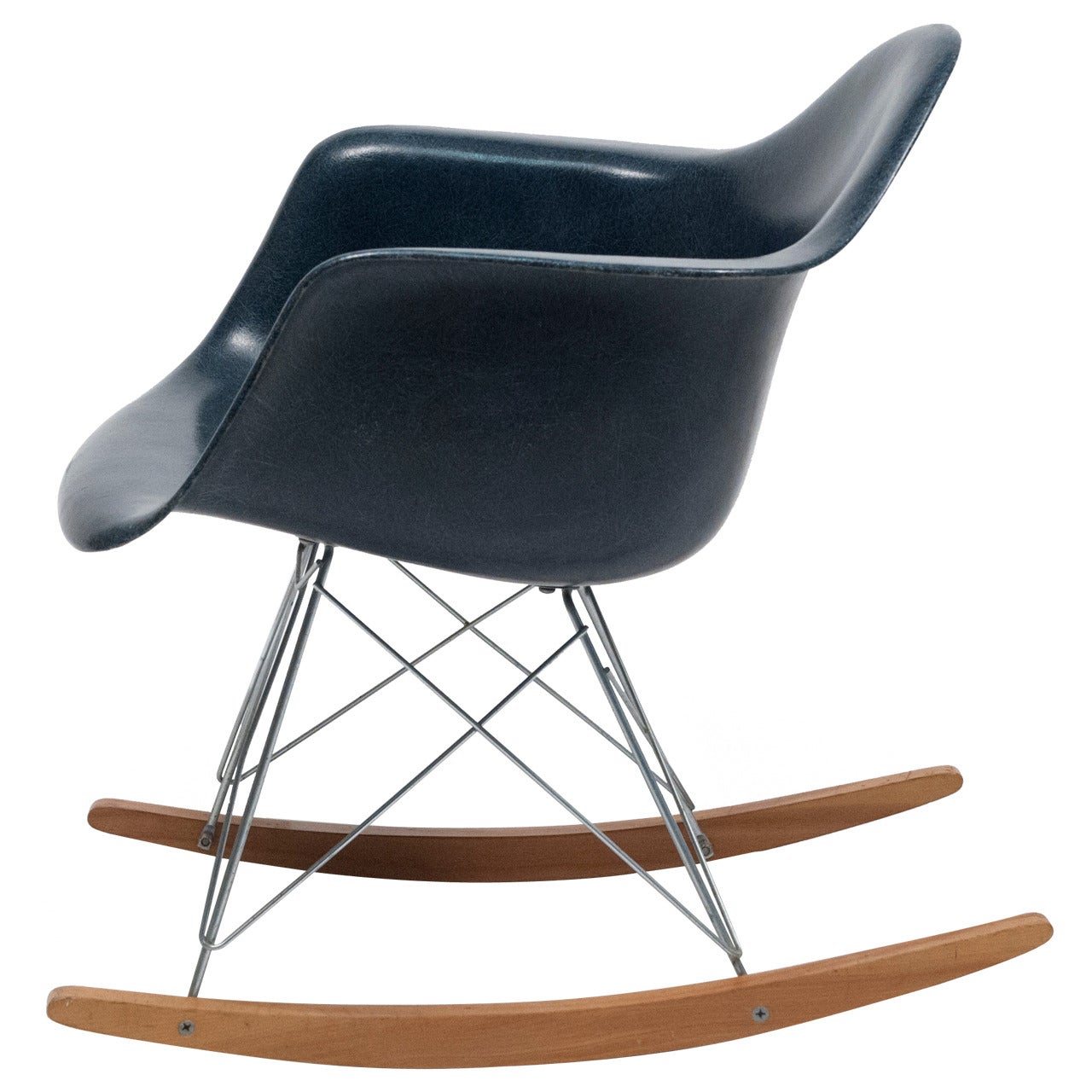 Eames Navy Blue Shell Herman Miller Rocking Chair, 1962