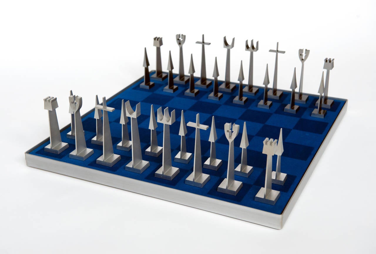 Mid-Century Modern Chess Set by Austin Cox for ALCOA, 1962