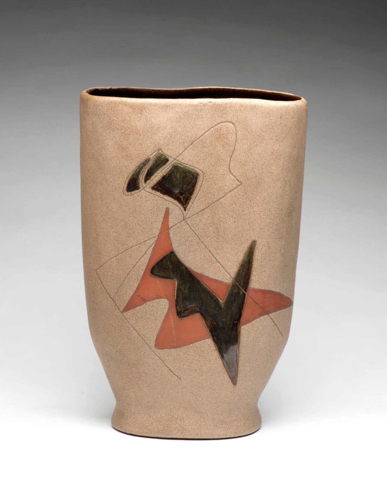 American Marianna von Allesch Mid-Century Modern Abstract Studio Pottery Vase