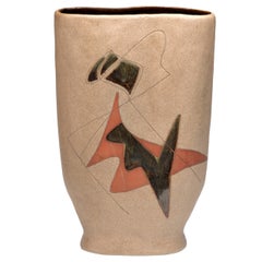 Vase en poterie de studio abstrait moderne du milieu du siècle Marianna von Allesch