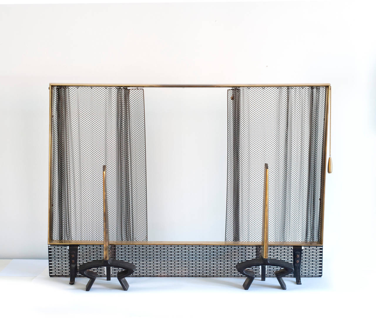 Mid-Century Modern Fireplace Screen and Andirons by Donald Deskey for Bennett