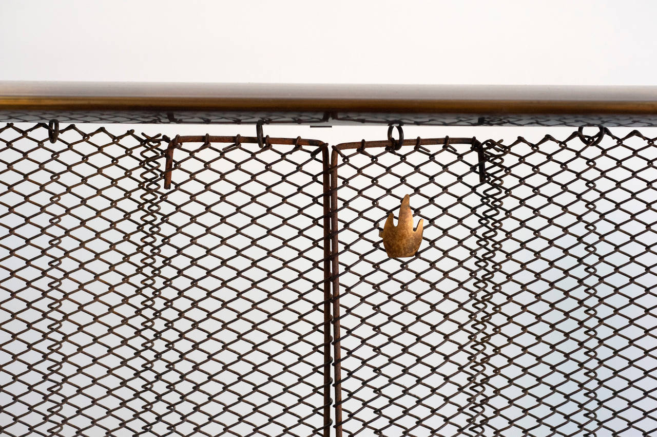 Brass Fireplace Screen and Andirons by Donald Deskey for Bennett