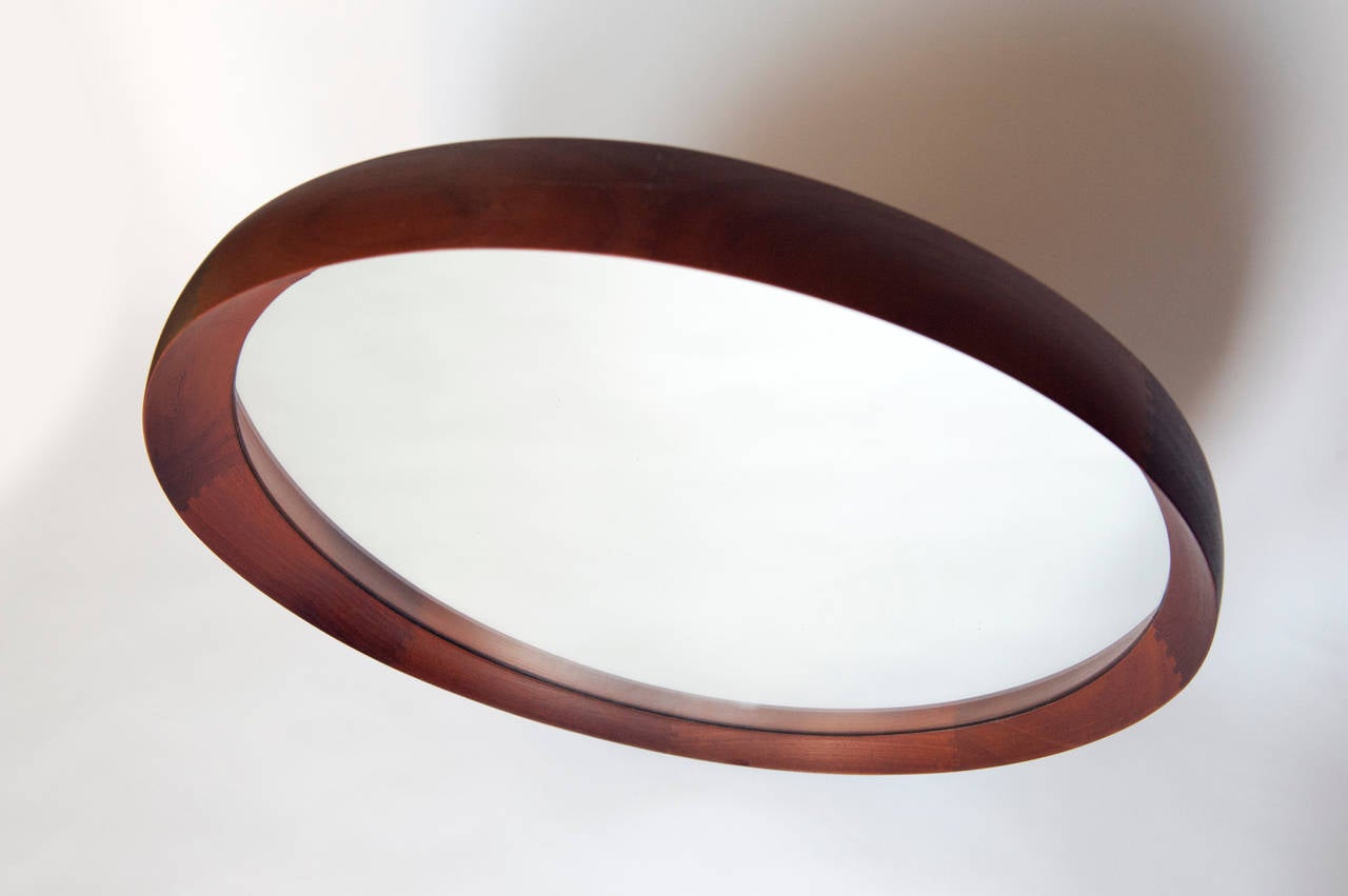 Danish Modern Round Mirror by TH. Poss' EFTF, Copenhagen