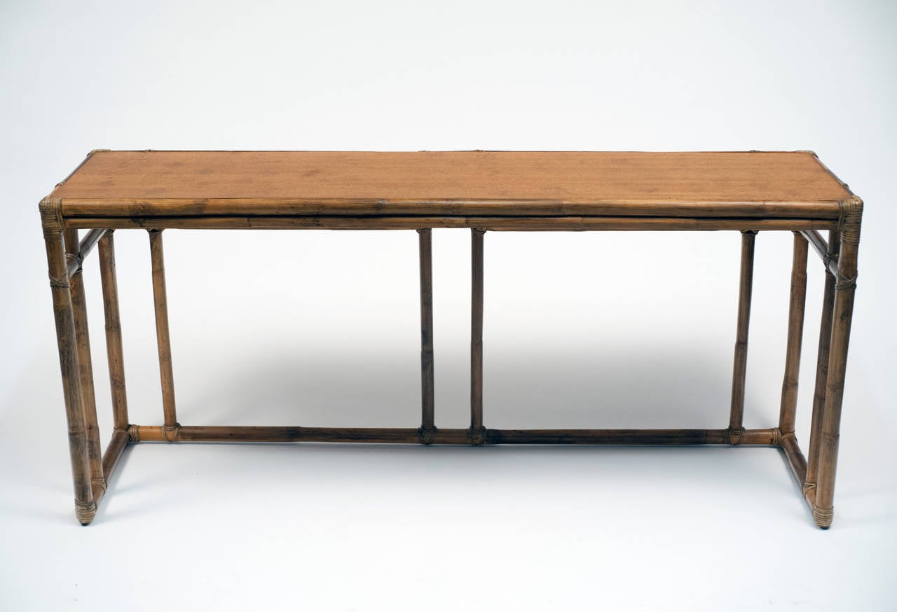 vintage bamboo console table