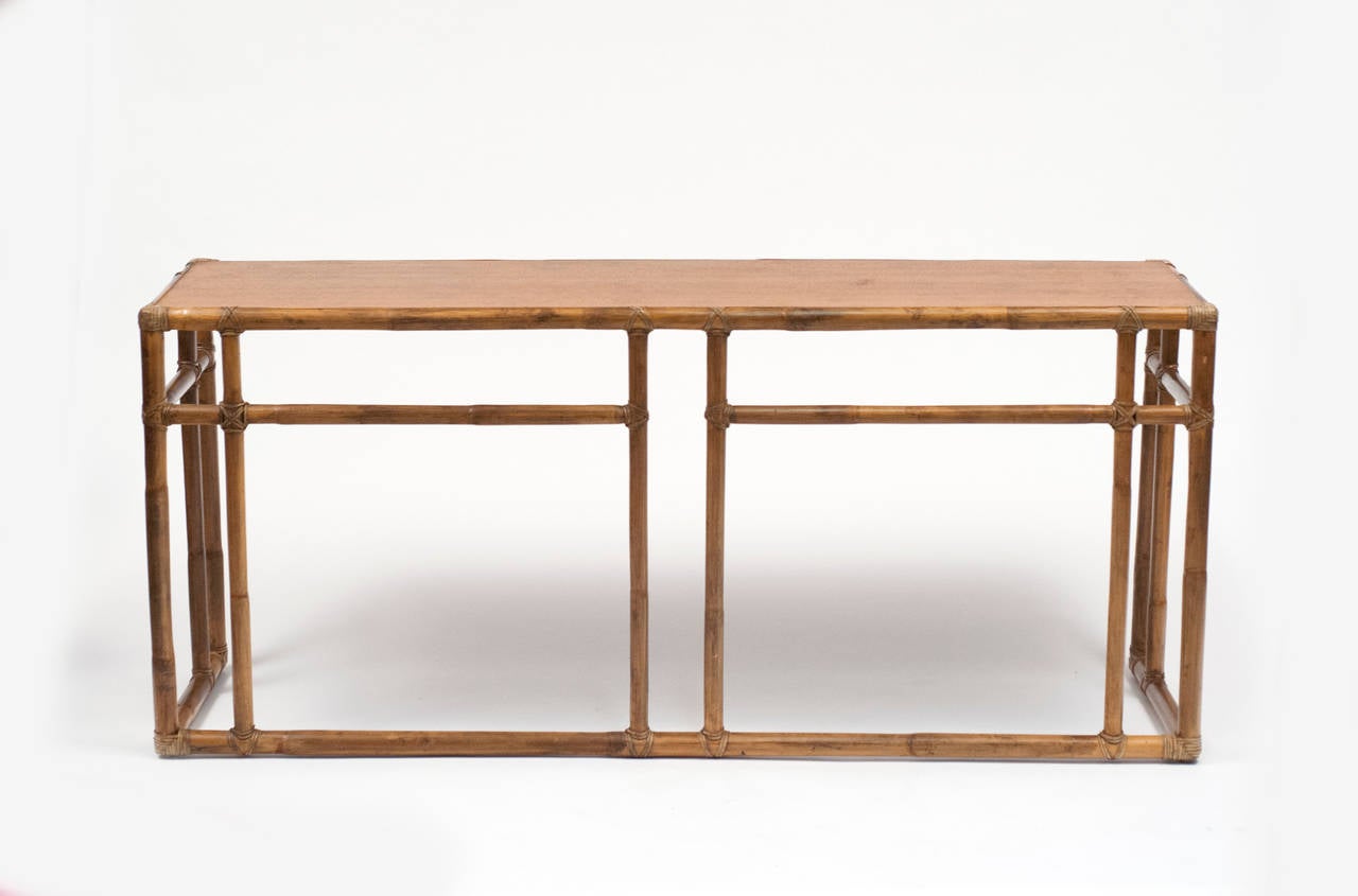 Late 20th Century Vintage McGuire Bamboo Console Table