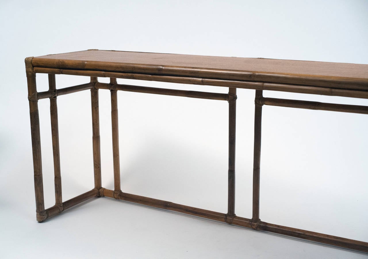 Vintage McGuire Bamboo Console Table In Excellent Condition In Washington, DC