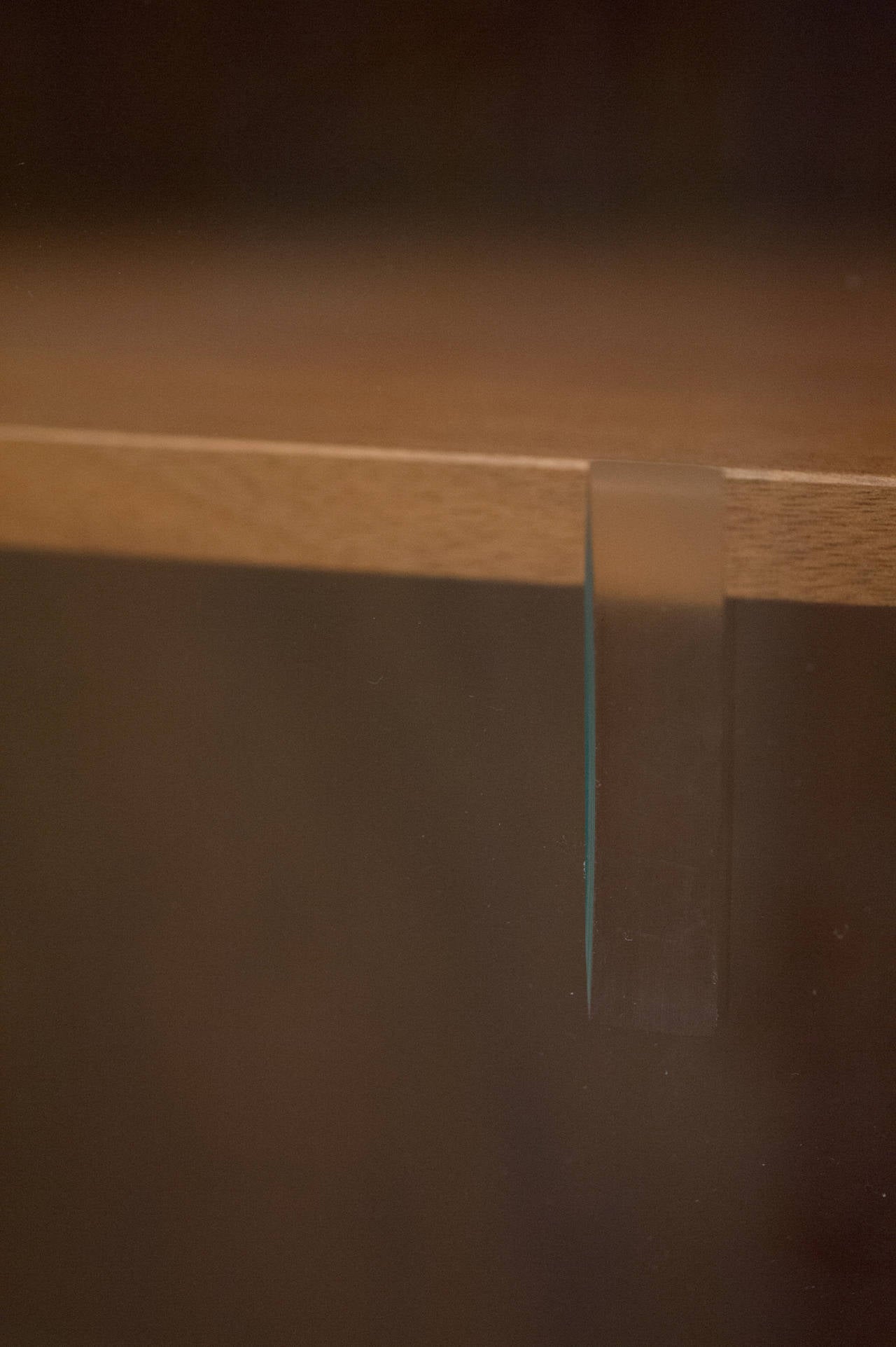 Danish Low Teak Bookcase Cabinet with Sliding Glass Door 1