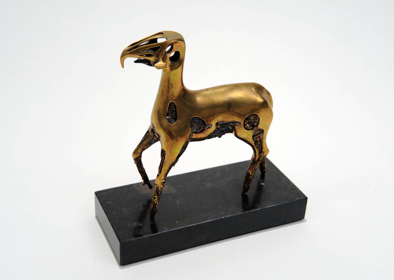 Modern Hydraulic Horse Brass Sculpture by Bjorn Weckstrom