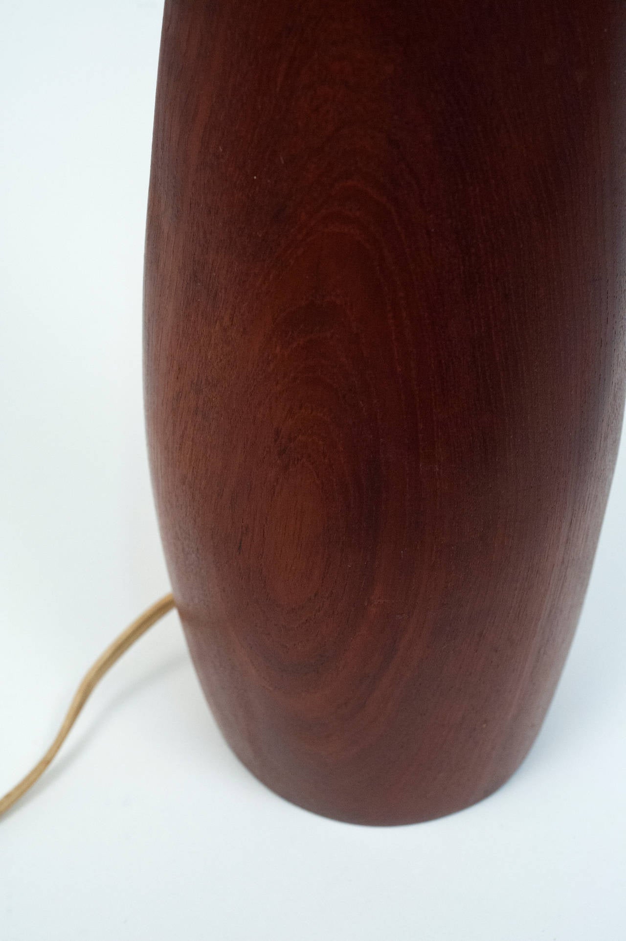 Ernst Henriksen Solid Teak Table Lamp with Original Shade 1