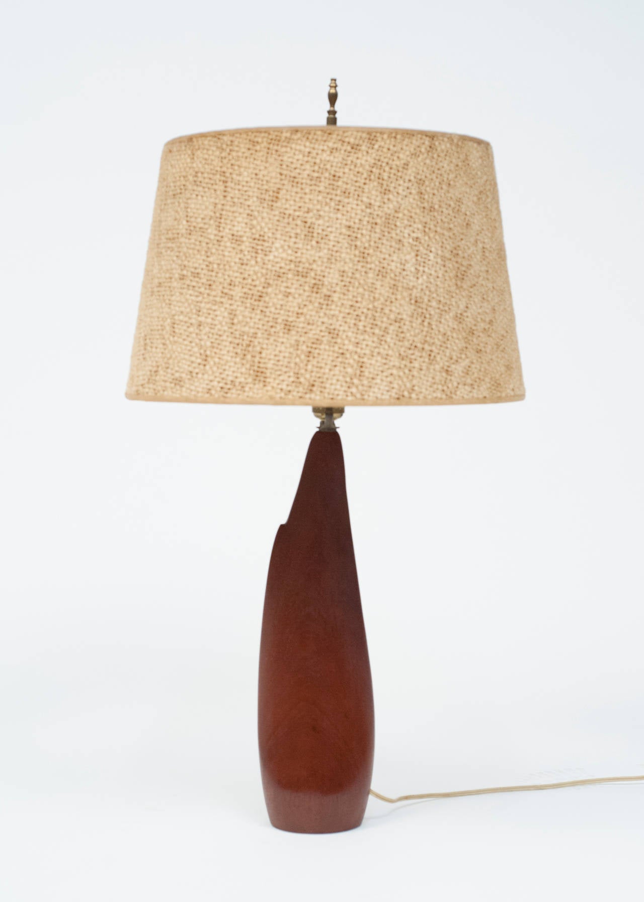Mid-Century Modern Ernst Henriksen Solid Teak Table Lamp with Original Shade