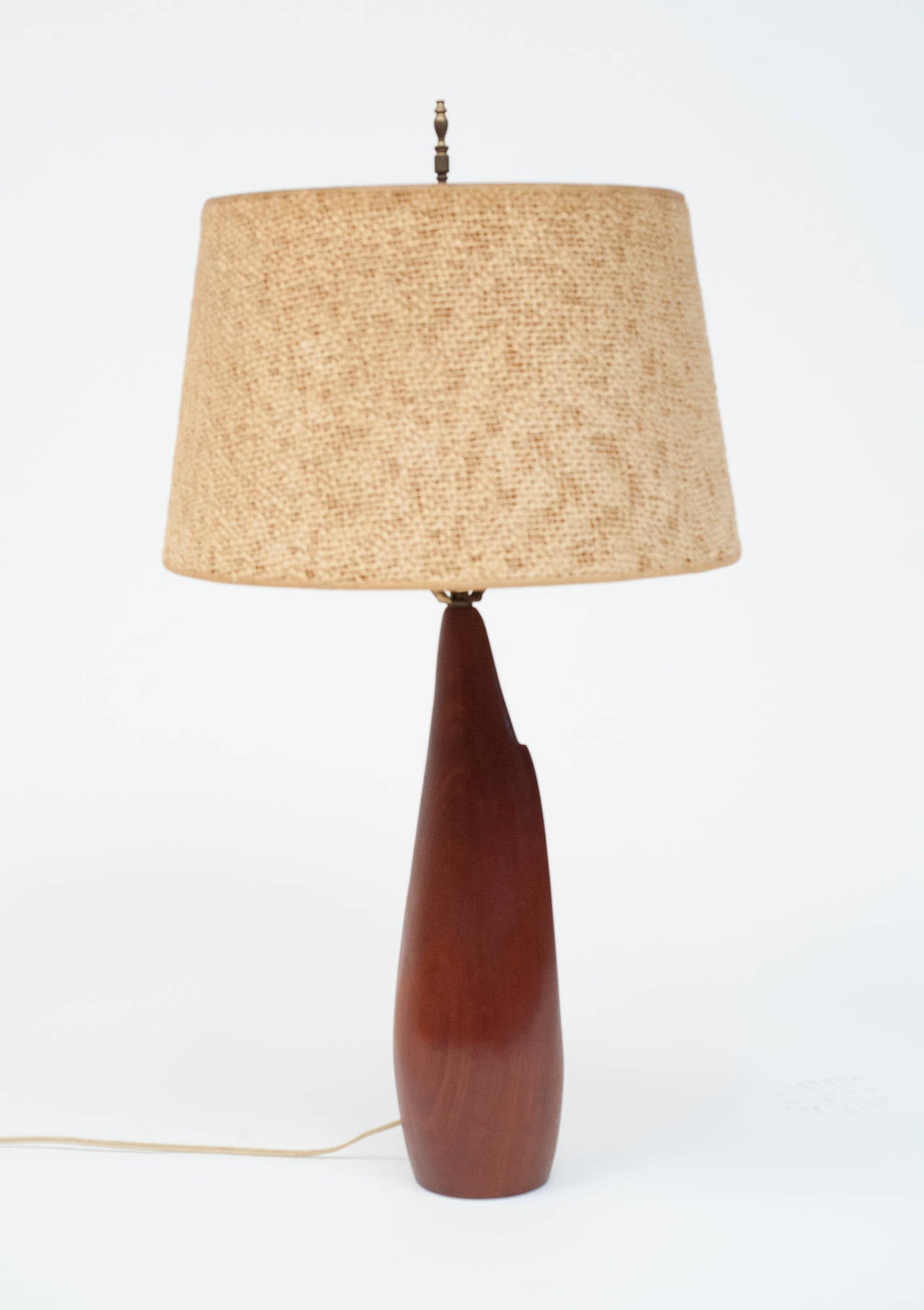 Danish Ernst Henriksen Solid Teak Table Lamp with Original Shade