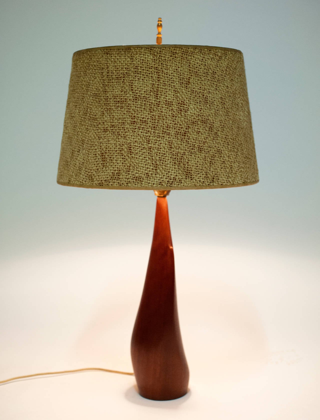 Ernst Henriksen Solid Teak Table Lamp with Original Shade 3