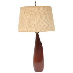 Ernst Henriksen Solid Teak Table Lamp with Original Shade