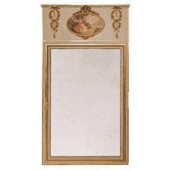 19th Century French Painted Trumeau Mirror