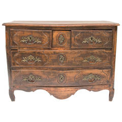 French 18th Century Louis XV Style Walnut Commode with Four Drawers