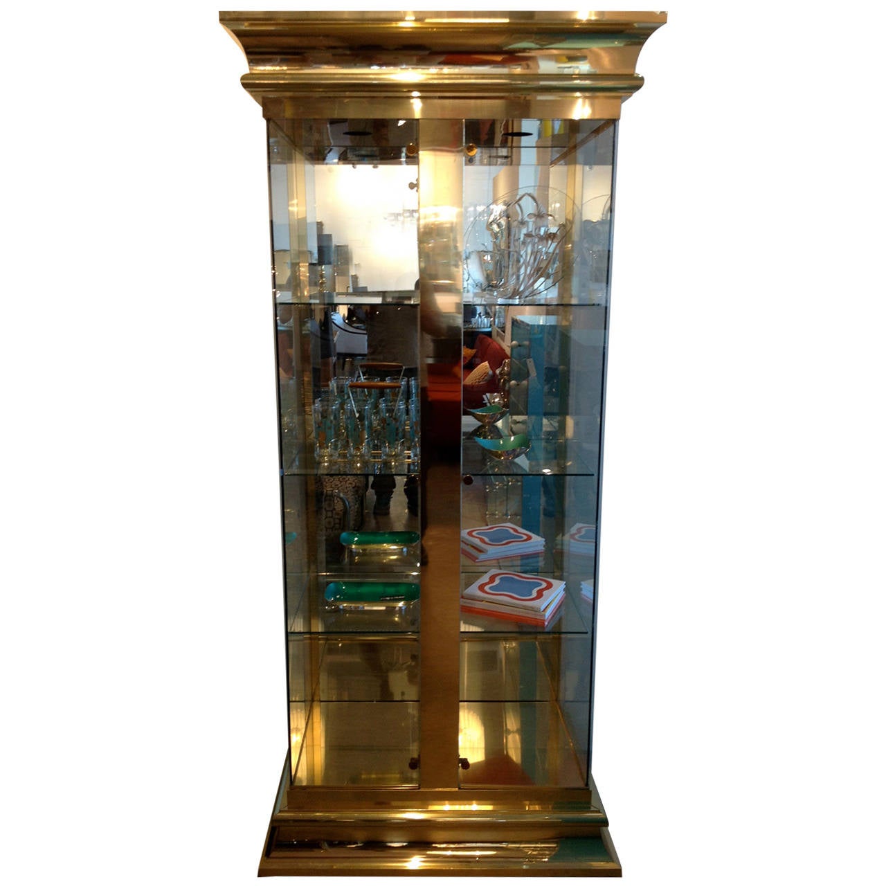 Mastercraft Brass and Glass Display at 1stDibs brass and