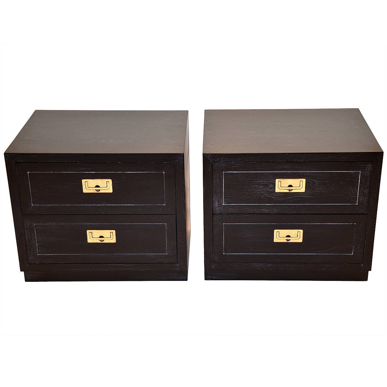 Henredon Modern Cerused Campaign Style Bedside Tables at 1stdibs