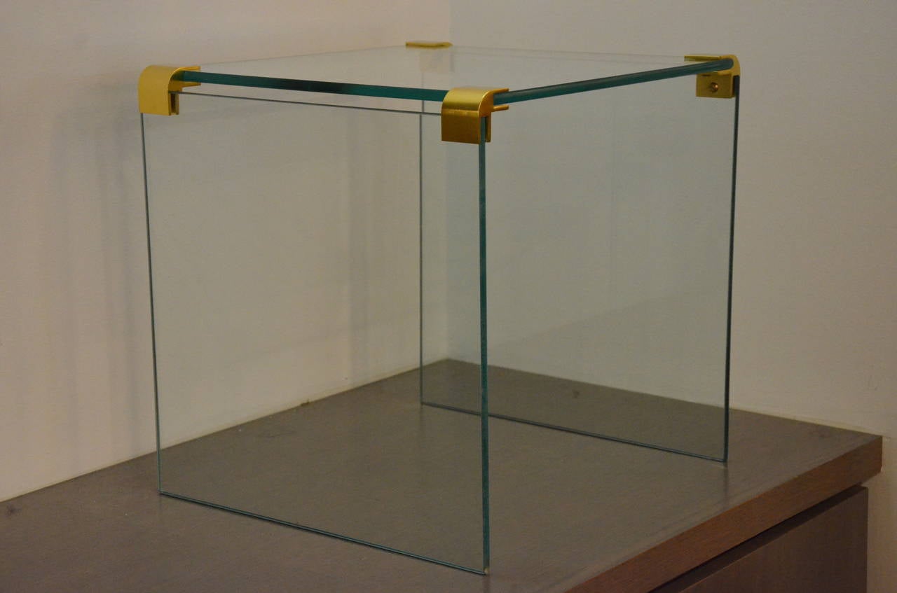 Machine-Made Pace Brass and Glass End Tables