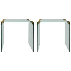 Pace Brass and Glass End Tables