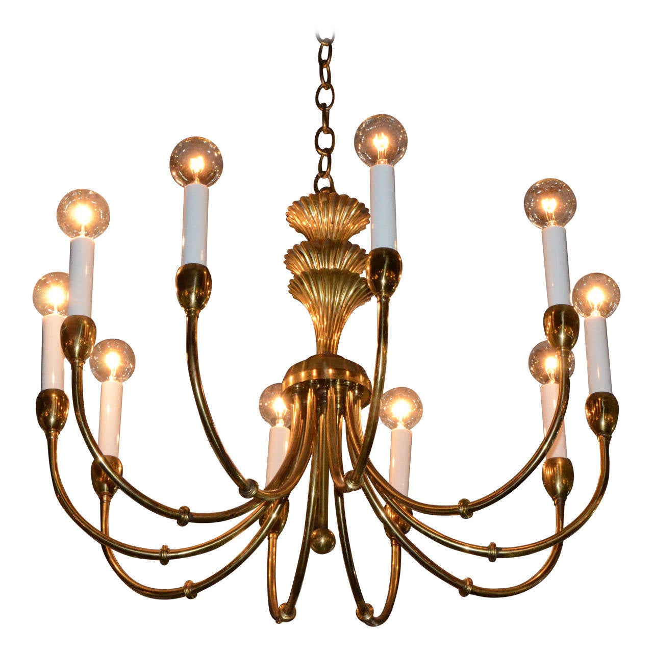 MidCentury Modern Brass Chandelier in the Manner of Tommi Parzinger