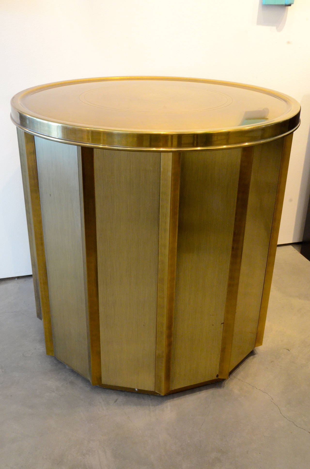 Mid-Century Modern Round Brass Barrel Mastercraft Table Base
