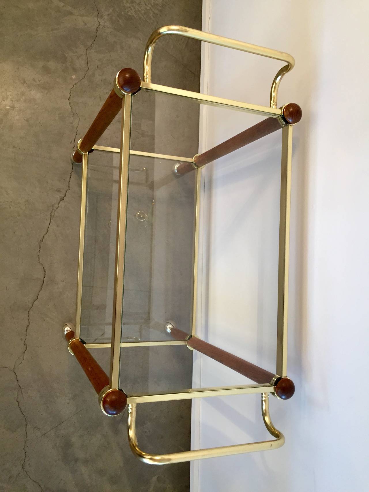 20th Century Italian Mid-Century Modern Brass and Glass Bar Cart