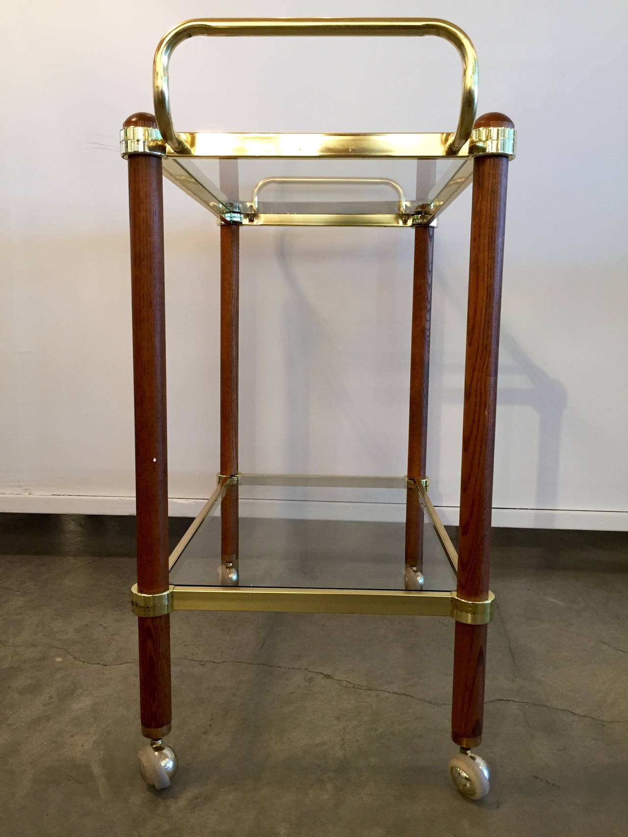 Italian Mid-Century Modern Brass and Glass Bar Cart 2