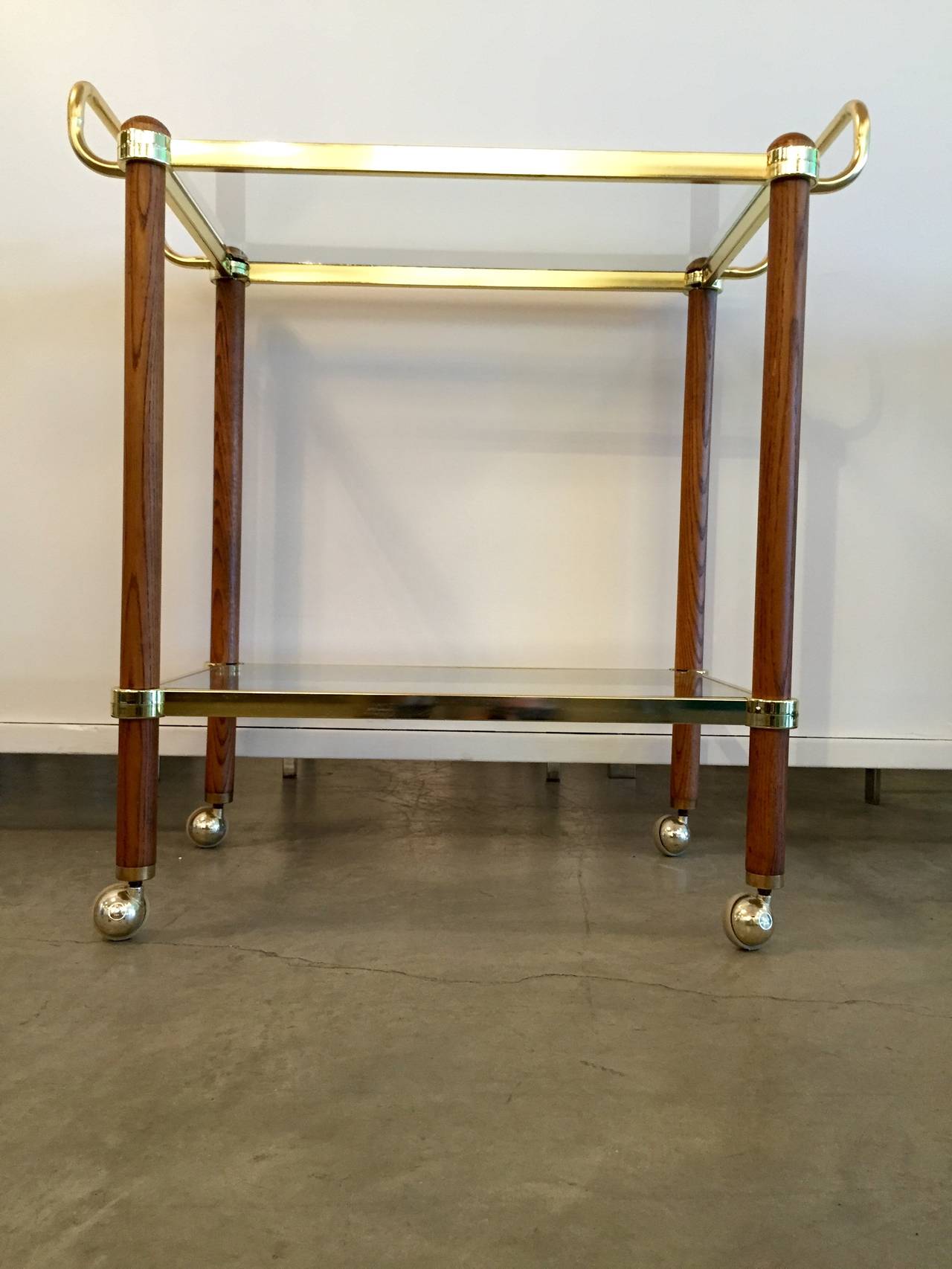 Italian Mid-Century Modern Brass and Glass Bar Cart 3