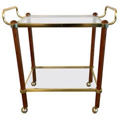 Italian Mid-Century Modern Brass and Glass Bar Cart