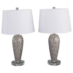 Pair of Mercury Glazed Glass Table Lamps