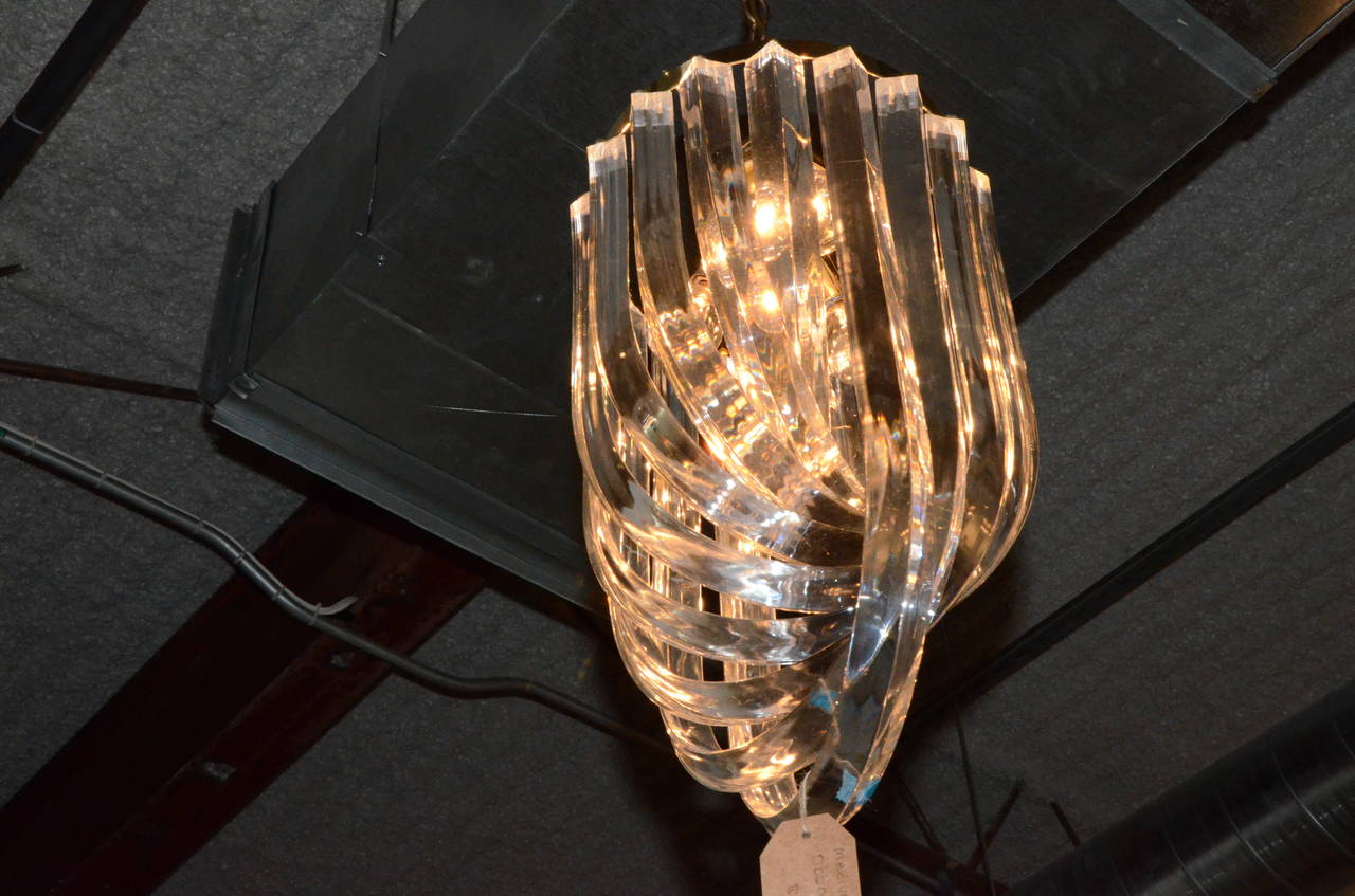 Large Lucite Ribbon Chandeliers at 1stDibs