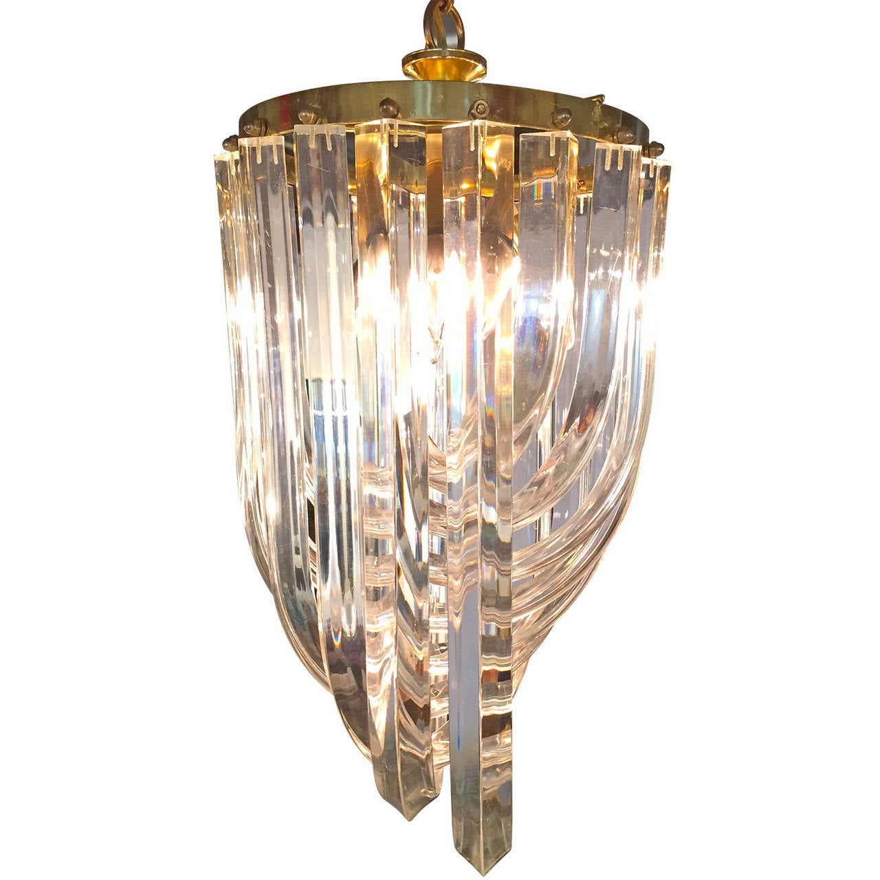 Large Lucite Ribbon Chandeliers at 1stDibs