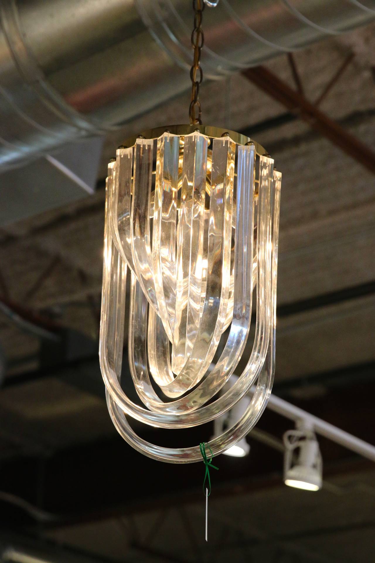 Large Lucite Ribbon Chandeliers at 1stDibs