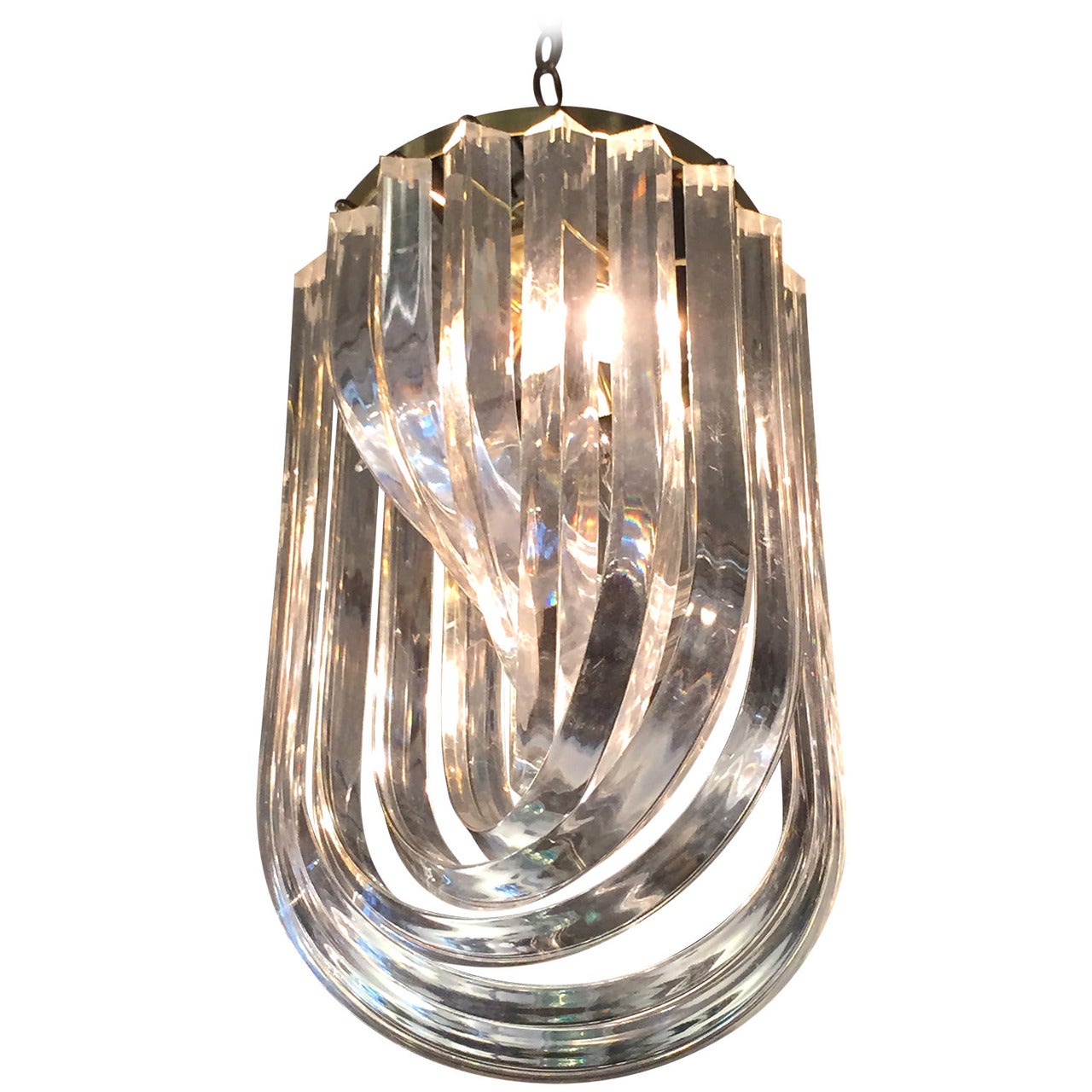 Large Lucite Ribbon Chandeliers at 1stDibs