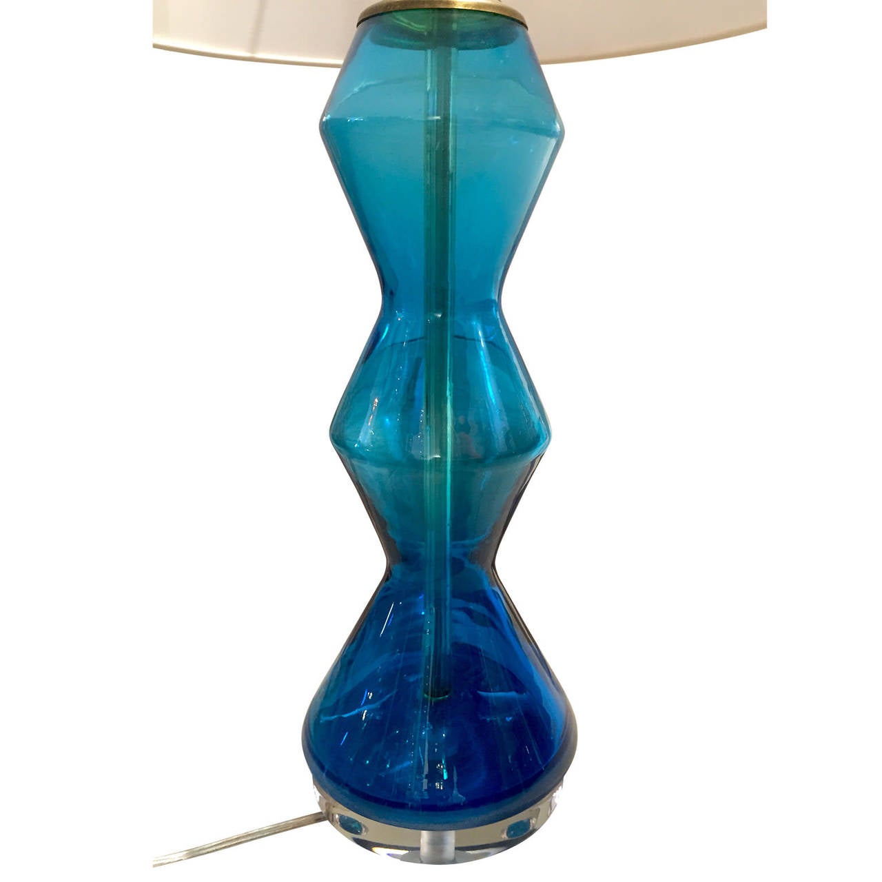 Mid-Century Modern Murano MCM Glass Teal or Aqua Lamp