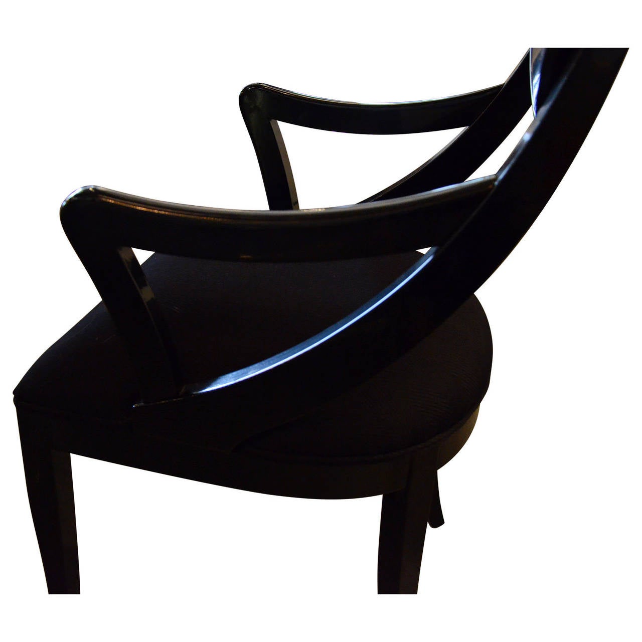 Set of Six Black Lacquered Ello Dining Chairs In Good Condition In Houston, TX