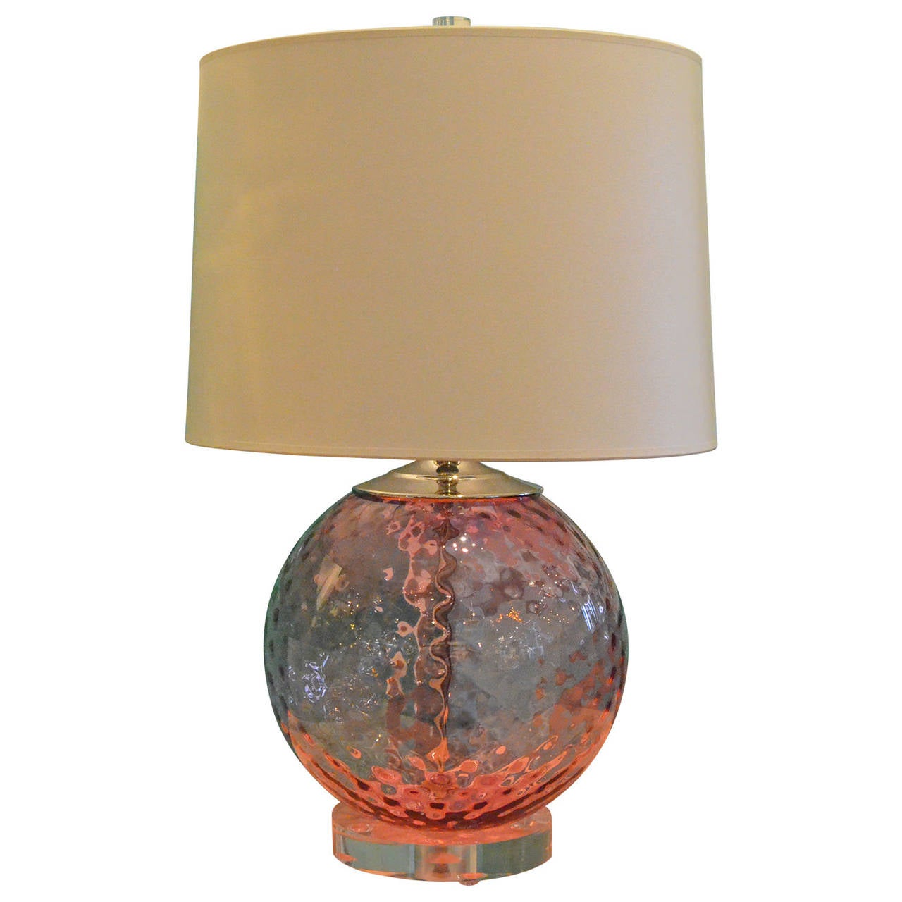 Hot Pink Murano Glass and Lucite Base Table Lamp For Sale at 1stdibs