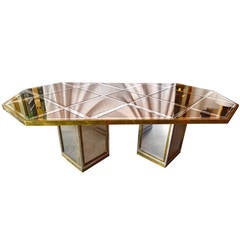 20th Century Modernist Italian Romeo Rega Brass, Chrome and Mirror Dining Table 5