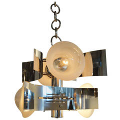 Italian Mid-Century Modern Curved Chrome Chandelier 7