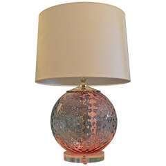 Hot Pink Murano Glass and Lucite Base Table Lamp 3