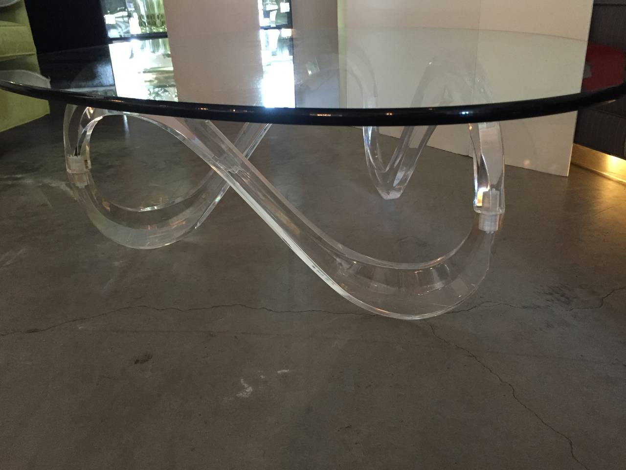 Mid-Century Modern Modernist Sculptural Lucite Base and Glass-Top Coffee Table