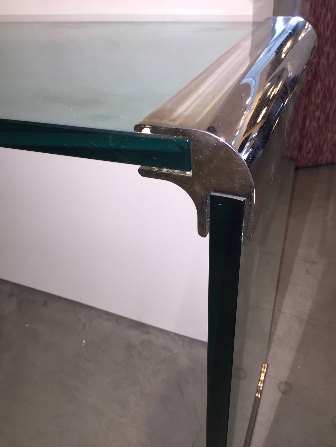 20th Century Pace Waterfall Double Chrome Bar and Glass Console Table