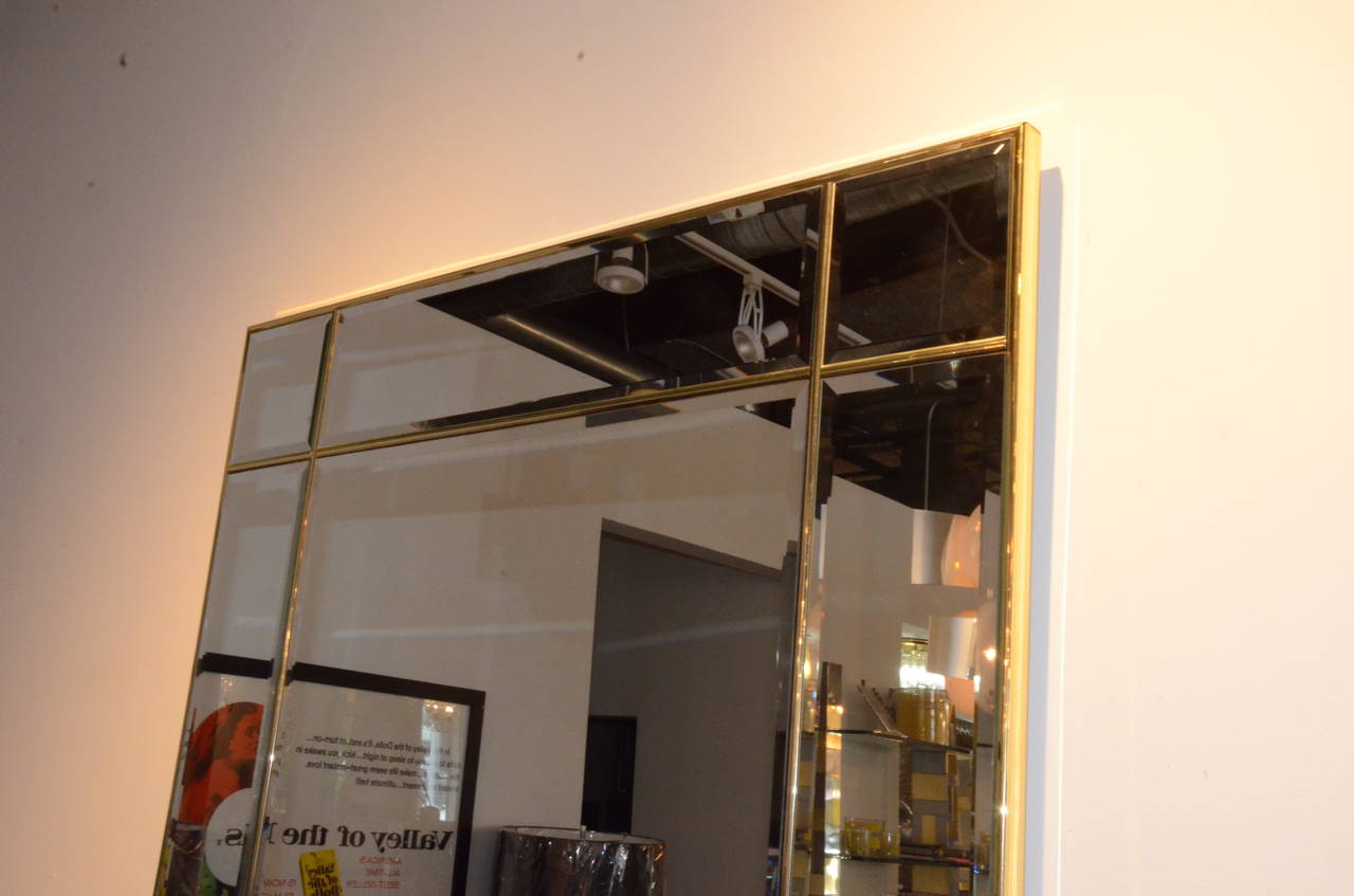 20th Century Beveled Decorative Mirror with Brass Frame