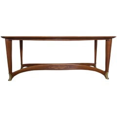 Mid-Century Modern Paolo Buffa Italian Walnut Dining Table with Brass Accents